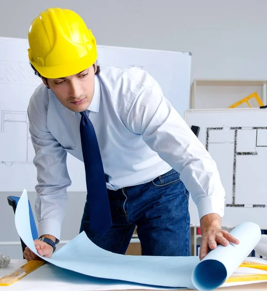 Young Handsome Architect Working Project — Stock Photo, Image