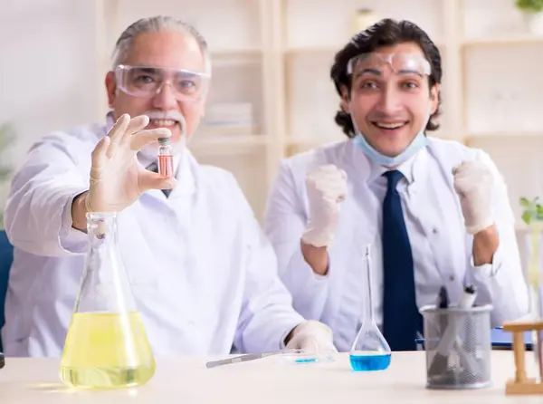 Два Химика Работающие Лаборатории — стоковое фото