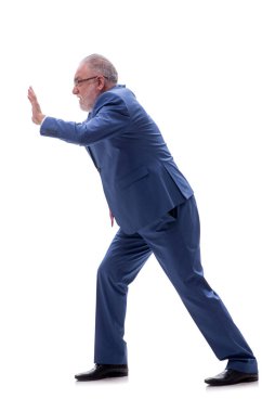 Eski erkek patron beyazda izole edilmiş.