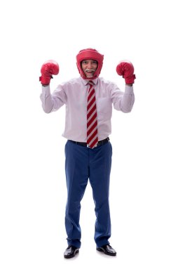 Eski erkek patron boksör beyazlar içinde.