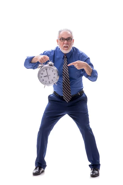 Old Boss Time Management Concept Isolated White — Stock Photo, Image