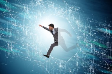 İş adamı iş dünyasında sanal dünyaya giriyor.