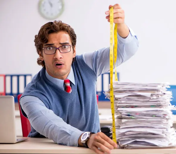 Young Handsome Employee Unhappy Excessive Work — Stock Photo, Image