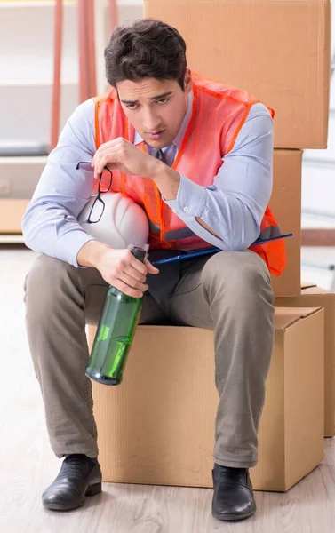 Delivery Man Drunk Work — Stock Photo, Image