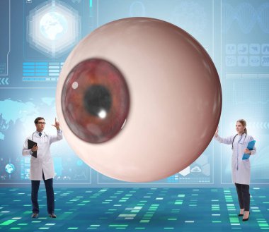 Doktor dev gözü tıbbi konseptte inceliyor.
