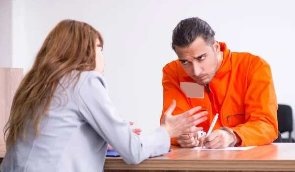 Young Man Meeting Advocate Pretrial Detention — Stock Photo, Image
