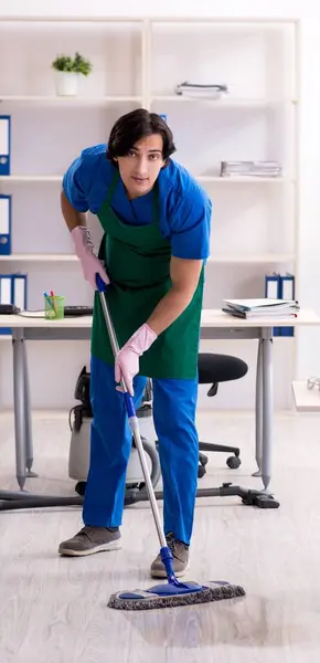 Male Handsome Professional Cleaner Working Office — Stock Photo, Image