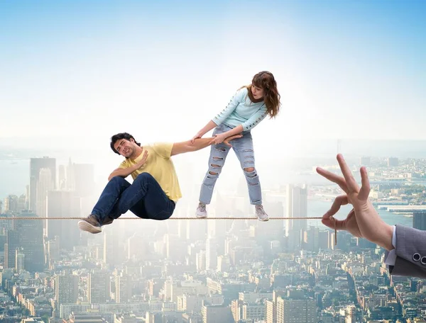 Young Family Tight Rope — Stock Photo, Image