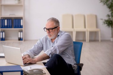 Old employee working at workplace