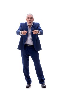 Eski erkek patron beyazda izole edilmiş.