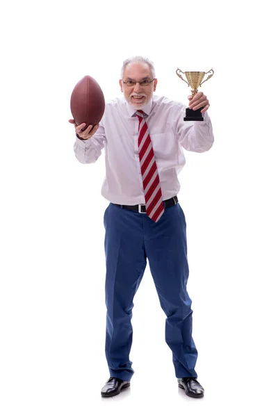 Beyazların Arasında Amerikan Futbolu Oynayan Eski Erkek Patron — Stok fotoğraf