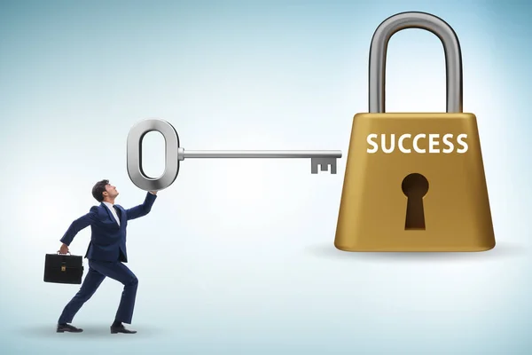 Businessman in the key to success concept
