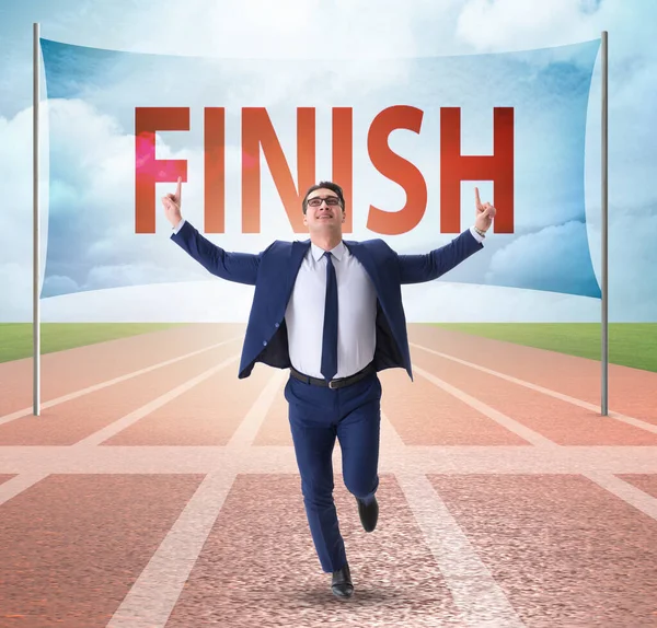 Businessman Finishing Line Competition Concept — Stock Photo, Image