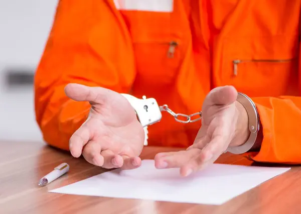 Young Man Writing Letter Provisional Detention — Stockfoto