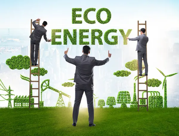 Het Groene Ecologisch Concept Met Zakenman — Stockfoto