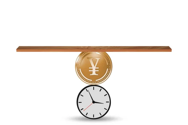 Temps Est Concept Argent Avec Horloge Yen — Photo