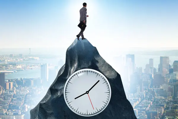 Deadline Concept Clock Mountain — Stock Photo, Image