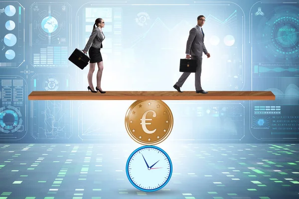Time is money concept with the clock and euro