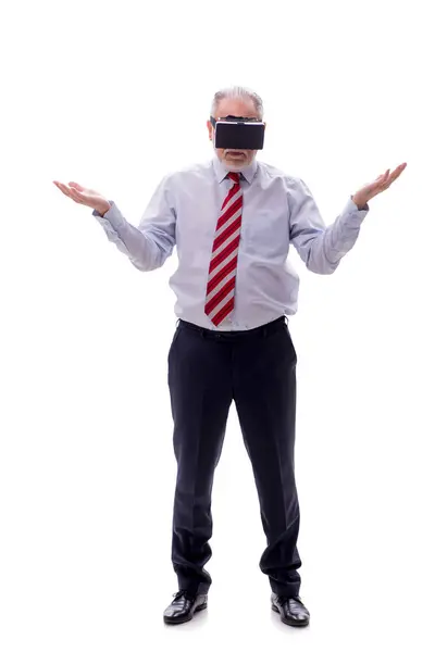 Businessman Wearing Virtual Glasses Isolated White — Stock Photo, Image