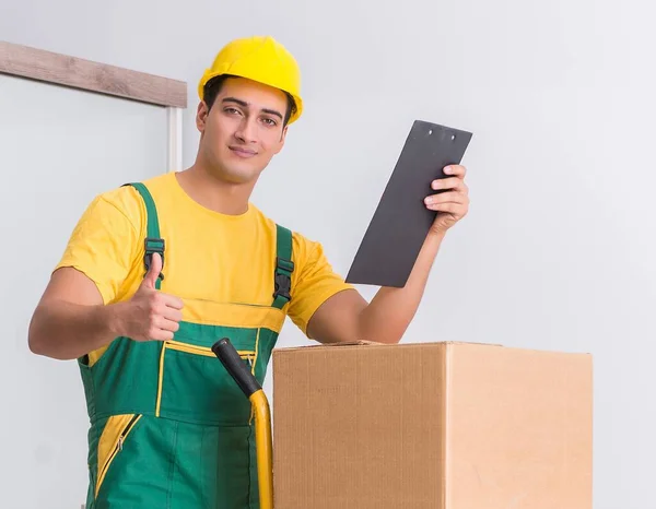 Transportation Worker Delivering Boxes House — Stock Photo, Image