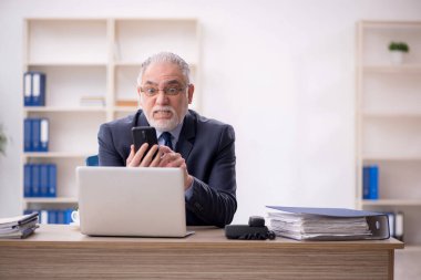 Old employee working at workplace