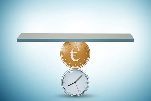 Tempo Concetto Denaro Con Orologio Euro — Foto Stock