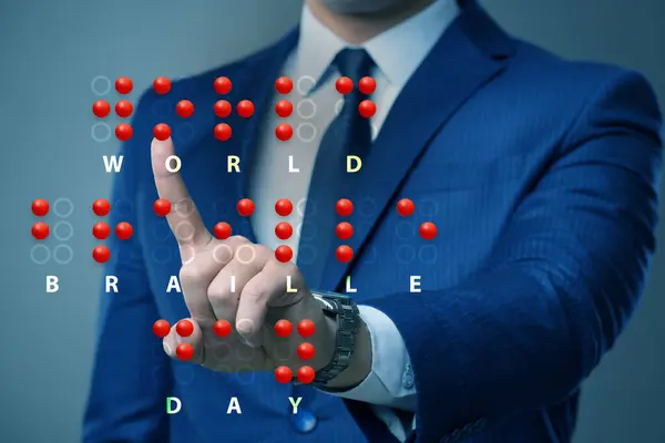 Begreppet Världen Punktskrift Dag — Stockfoto
