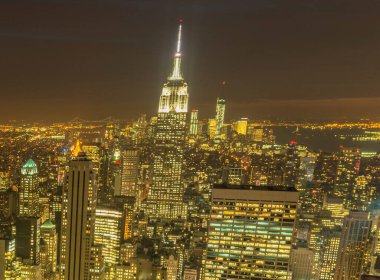 Günbatımında New York Manhattan manzarası