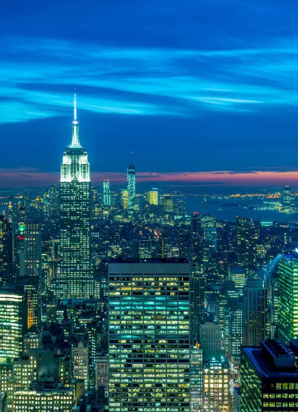 Vista New York Manhattan Durante Ore Del Tramonto — Foto Stock