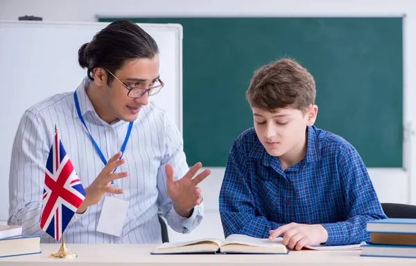 Male English Teacher Boy Classroom — Stock Photo, Image