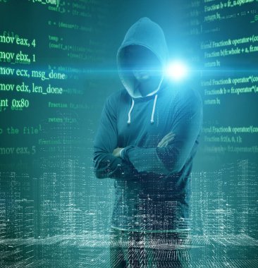 Dijital güvenlik kavramındaki hacker.