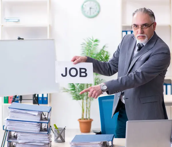 Aged Male Employee Unhappy Excessive Work — Stock Photo, Image