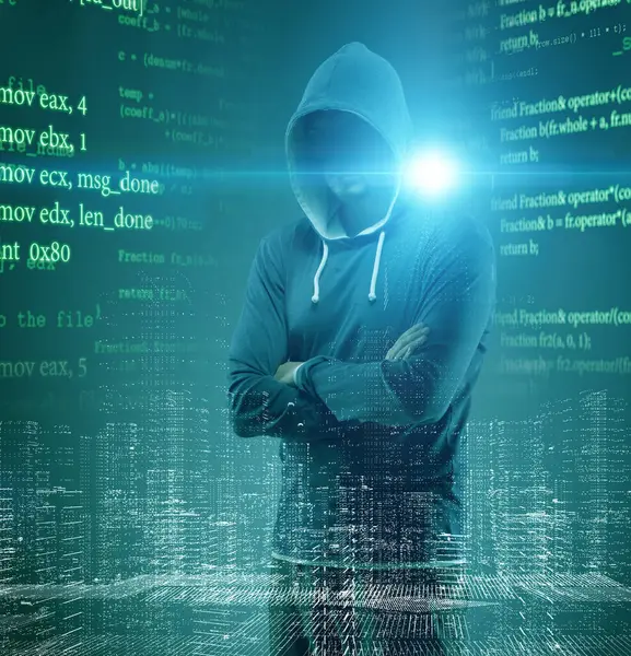 The hacker in digital security concept