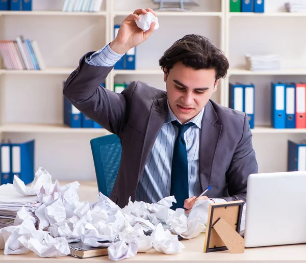 Businessman Rejecting New Ideas Lots Papers — Stock Photo, Image