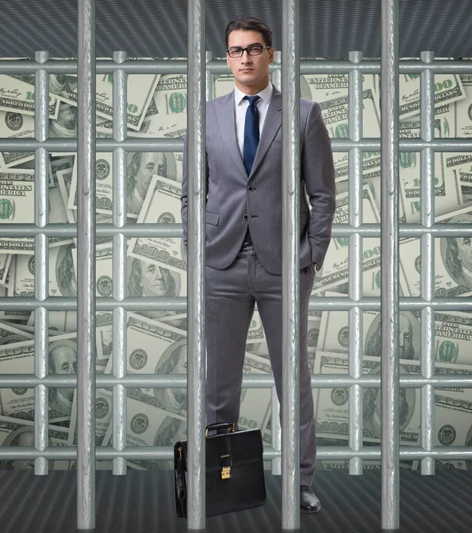Man Trapped Prison Dollars — Stock Photo, Image
