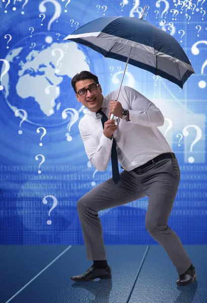 Uncertainty Concept Businessman Question Marks — Stock Photo, Image