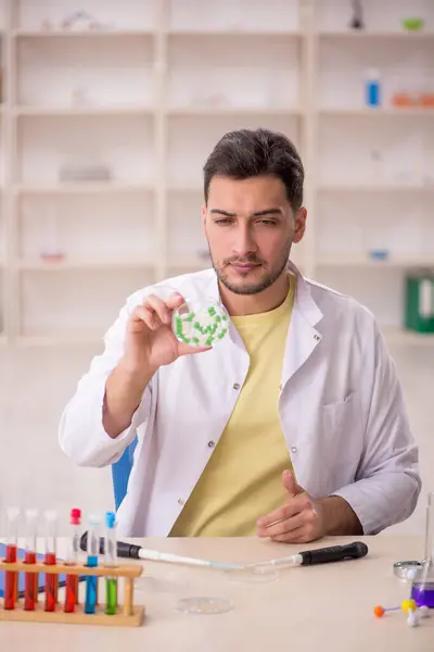Young Chemist Sitting Lab — Stock fotografie
