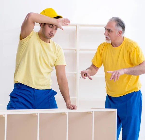 Two Contractors Carpenters Working Indoors — Stock Photo, Image