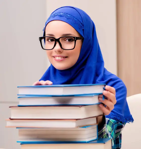 The muslim girl preparing for entry exams