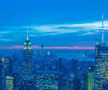 Günbatımında New York Manhattan manzarası