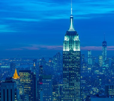 Günbatımında New York Manhattan manzarası