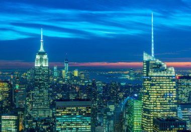 Günbatımında New York Manhattan manzarası