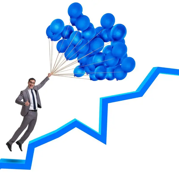 Businessman Flying Balloon Challenge Concept — Stock Photo, Image