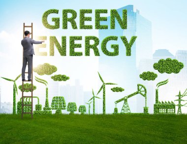 İş adamının yeşil ve ekoloji kavramı.