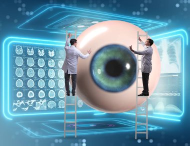 Doktor dev gözü tıbbi konseptte inceliyor.