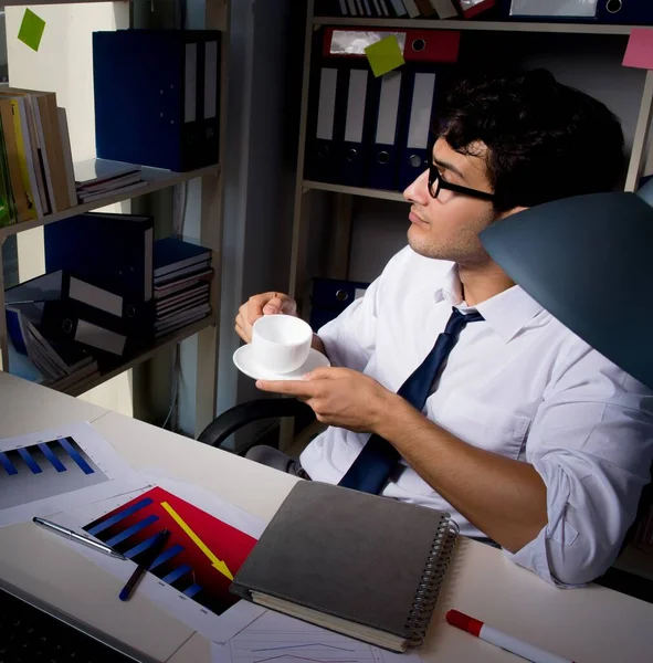 Man Businessman Working Late Hours Office — Stock Photo, Image
