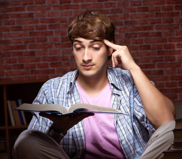 Young Handsome Student Preparing Exams Night — Stock Photo, Image