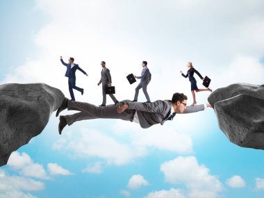 İş adamı destek konsepti olarak hareket ediyor.