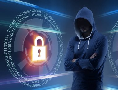 Dijital güvenlik kavramındaki hacker.