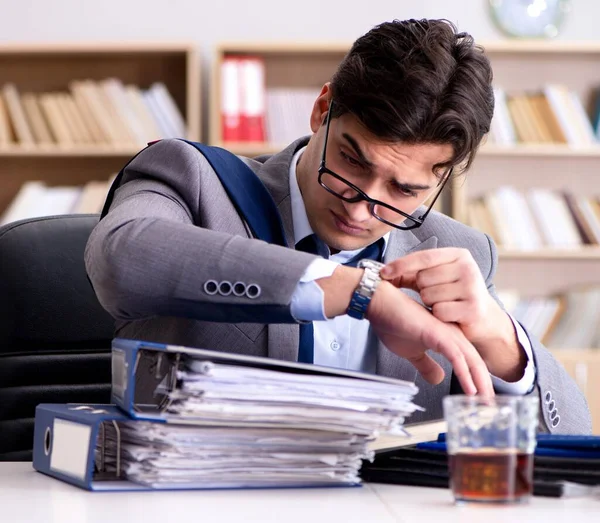 Young Businessman Drinking Stress — Stock Photo, Image